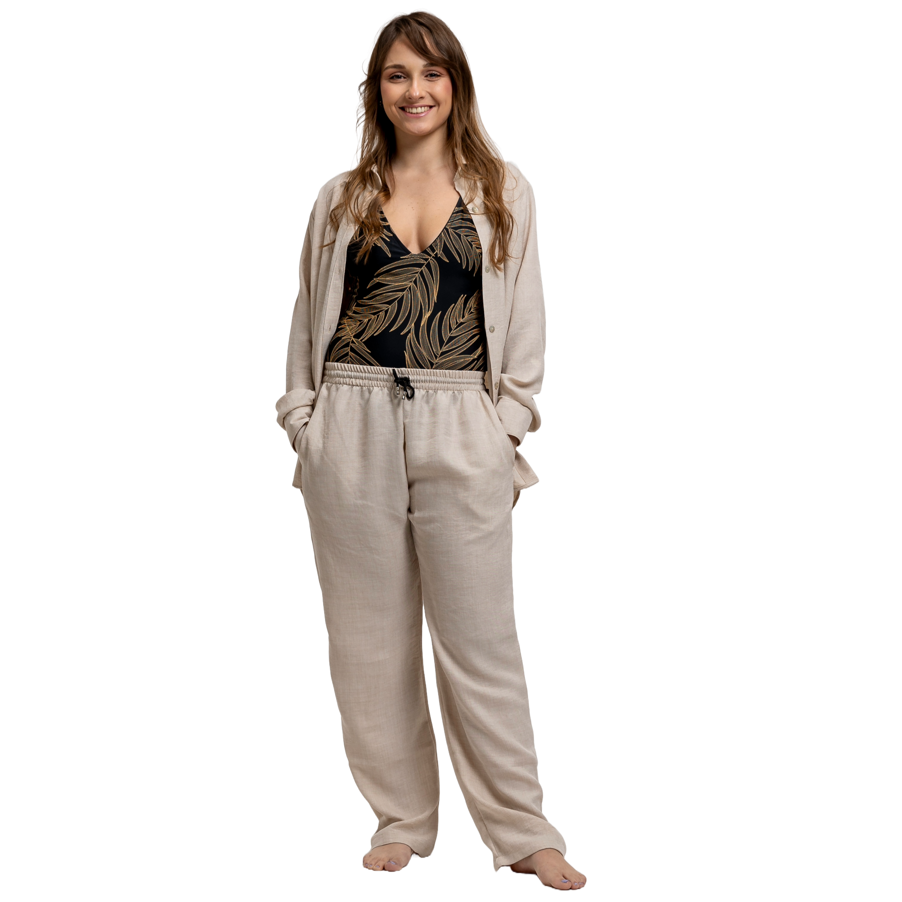 Kali Linen Pants - Beige