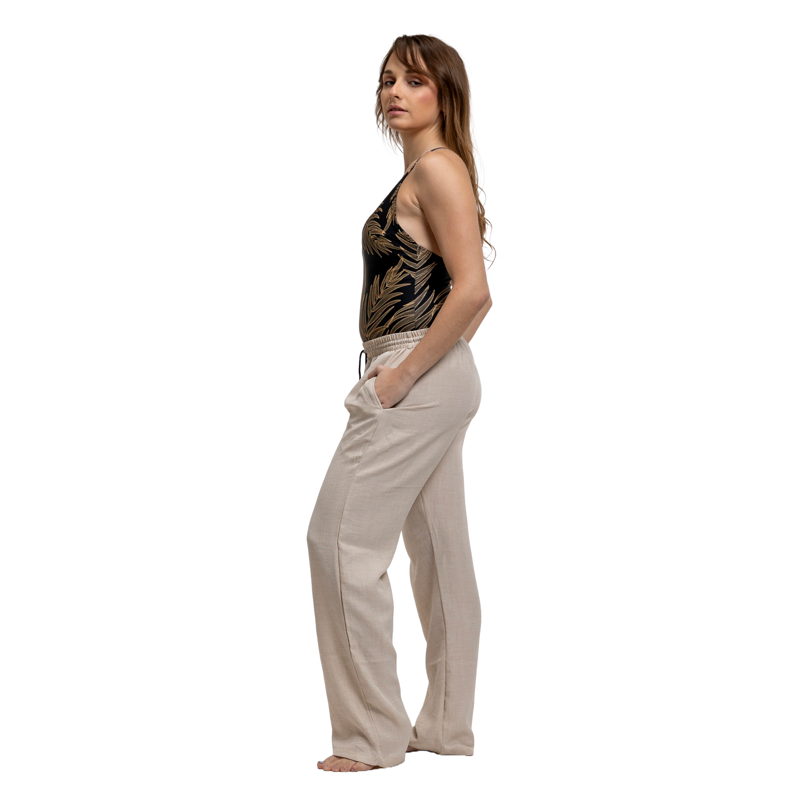 Kali Linen Pants - Beige