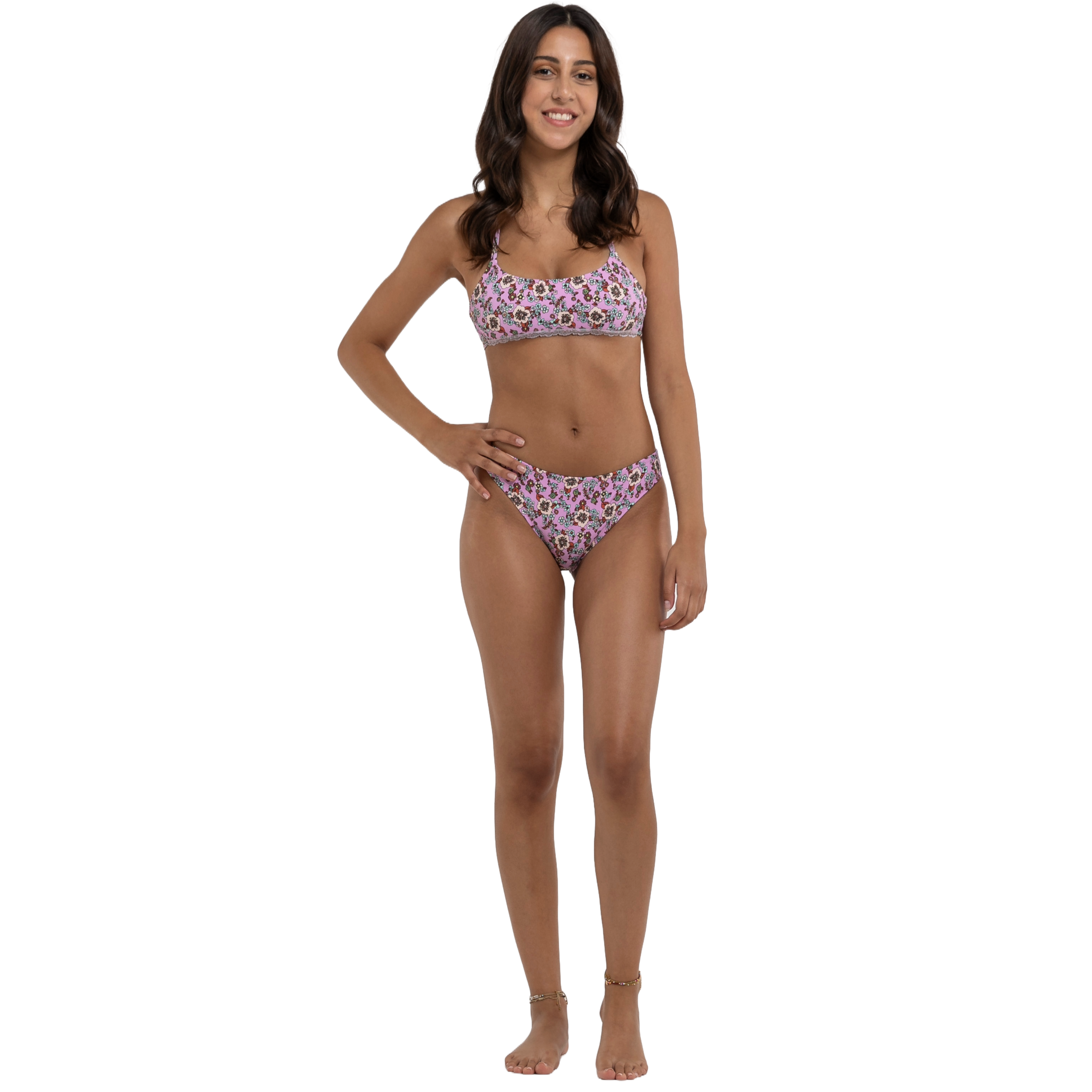 Lucia Bikini Bottom - Floral Pink