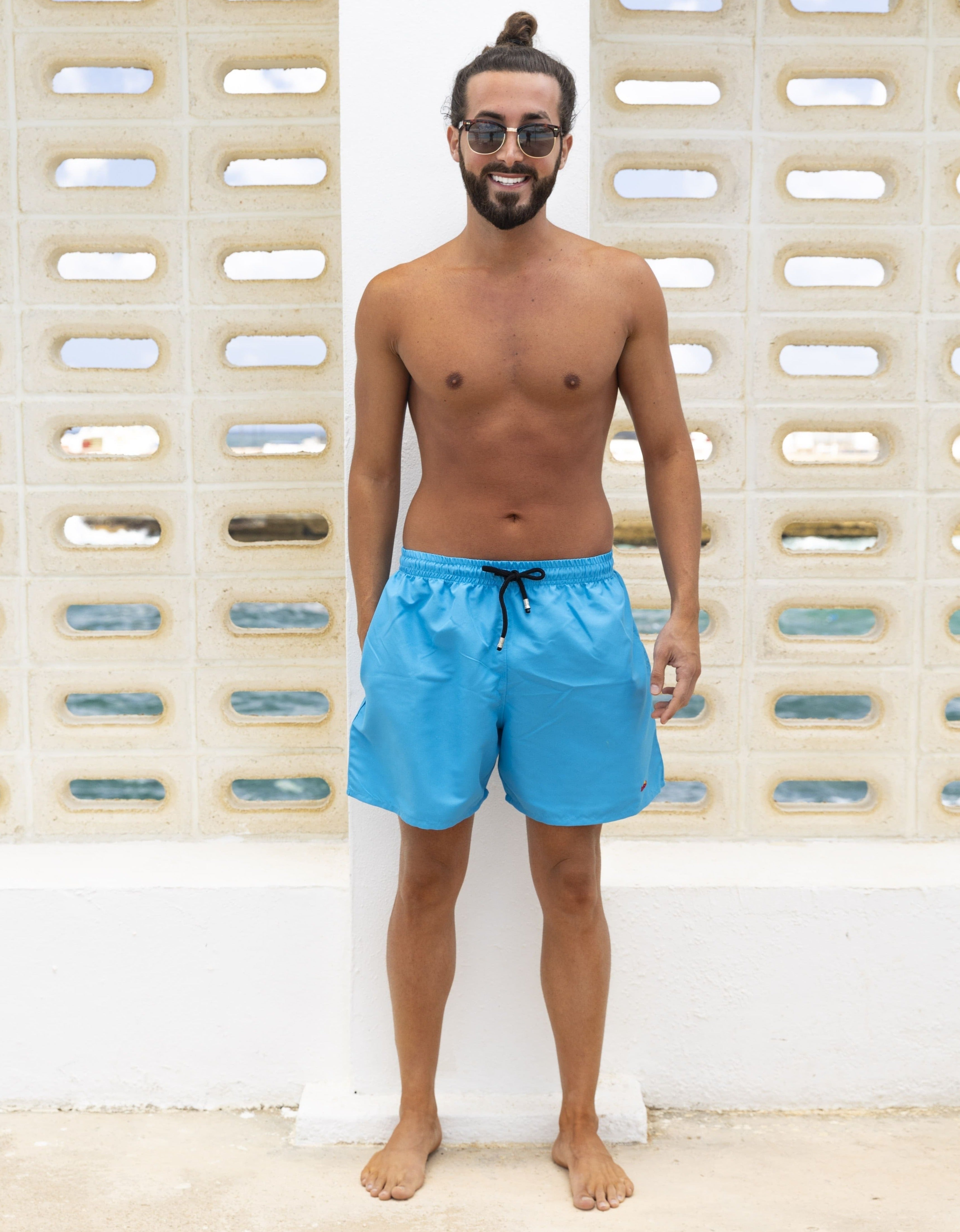 Playero swim shorts for men in cyan blue